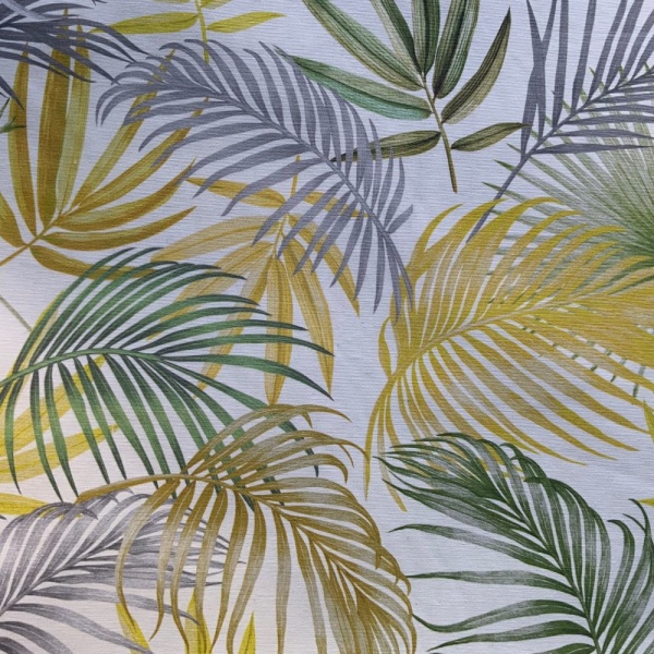 Palm Leaves Extra Wide Oilcloth in Yellow